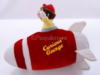 CURIOUS GEORGE Rides a Rocket Large 14" Stuffed Plush